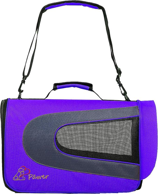 Pawer 18” x 11”x 11” Soft-Sided Foldable Airline Approved Pet Carrier for Cat, Puppy and Small Dog, Washable 600D Oxford Fabric, with Handle and Strap for Carry, Multiple Colors Available