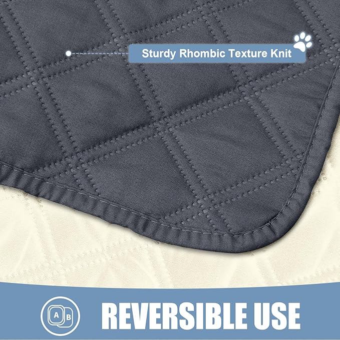 Smiry Waterproof Dog Bed Cover Pet Blanket, Soft Washable Dog Blanket for Furniture Bed Couch Sofa Reversible, Checkered (68"x82", Dark Grey/Beige)