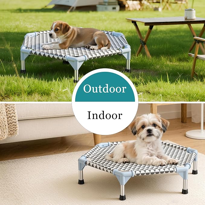 Kuntrust Elevated Outdoor Dog Bed (6 Sided Small, Triangle)