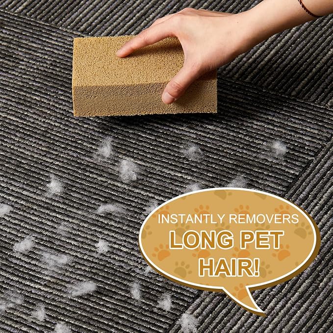 Pet Hair Remover Sponge Cat and Dog Hair Sponge Rubber Pet Fur Lifter Removal Tool, Remove from Furniture, Carpet, Bedding, Clothing, 6.26 x 3.28 x 1.89 Inch (Khaki,3 Pack)