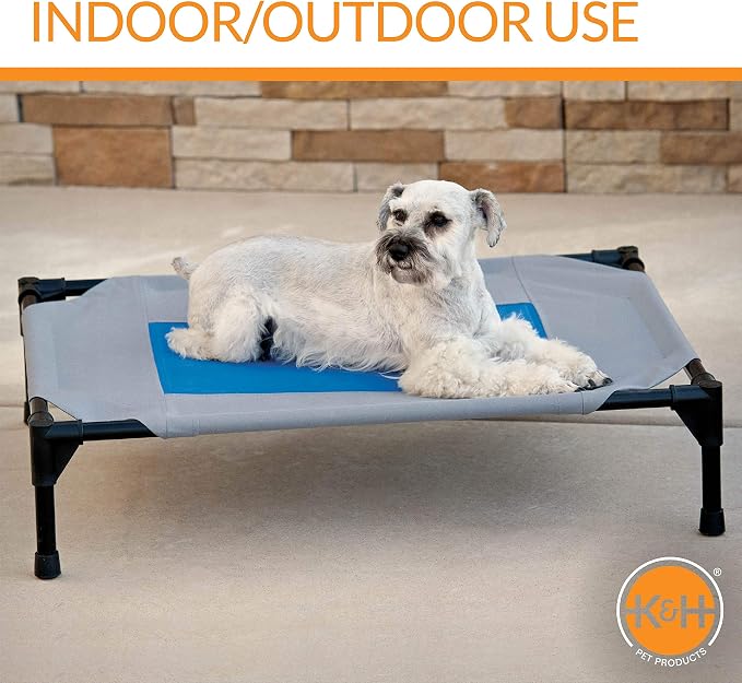 K&H Outdoor Elevated Dog Bed, Coolin' Pet Cot, Medium 32x25in, Gray/Blue