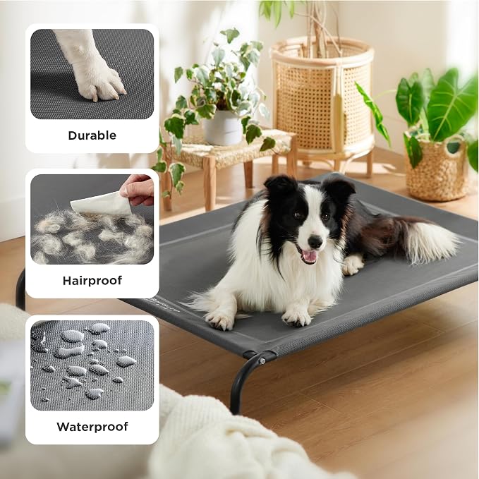 Bedsure Outdoor Elevated Cooling Dog Bed Large Sized Dog, 49in Grey (Pack of 2)