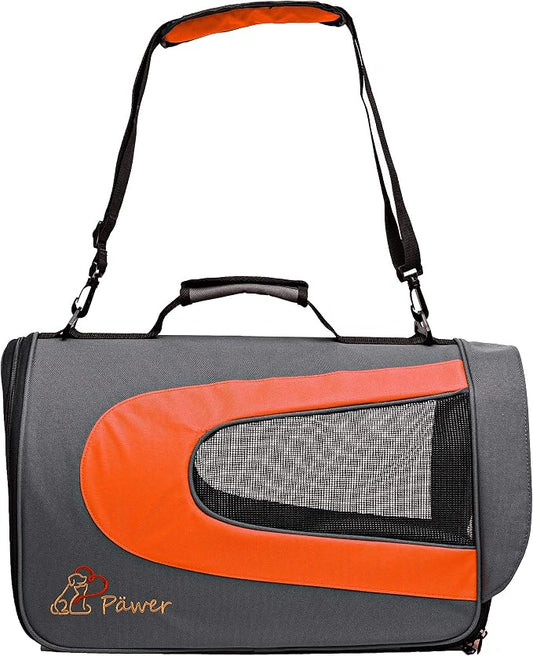 Pawer 18” x 11”x 11” Soft-Sided Foldable Airline Approved Pet Carrier for Cat, Puppy and Small Dog, Washable 600D Oxford Fabric, with Handle and Strap for Carry, Multiple Colors Available