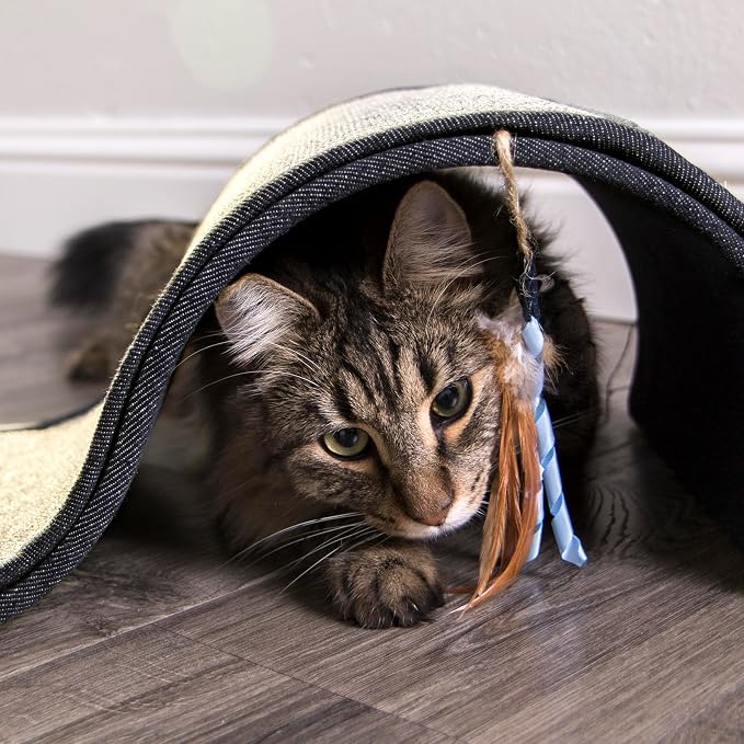 Petlinks Dream Curl Carpet Cat Scratcher, Dual-Surface Cat Scratching Post, Lounge & Hide Scratchers for Cats & Kittens, Gray, Furniture Protector, One Size Fits All Cats