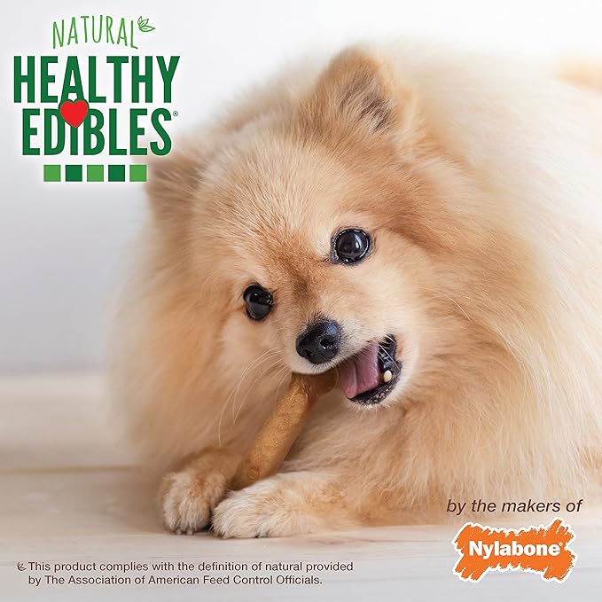 Nylabone Healthy Edibles Natural Dog Chews, Long Lasting Bones for Dogs, Roast Beef & Chicken Flavor Dog Treats, X-Small (3 Count)