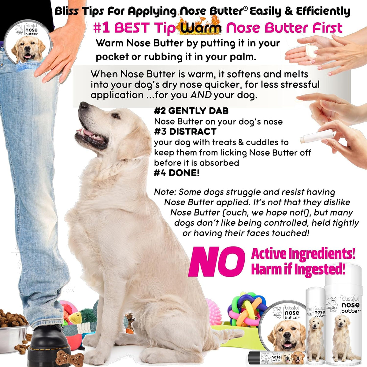 The Blissful Dog Golden Retreiver Unscented Nose Butter - Dog Nose Butter, 0.50 Ounce