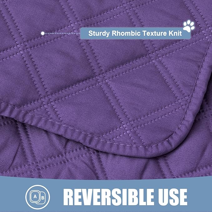 Smiry Waterproof Dog Bed Cover Pet Blanket, Soft Washable Dog Blanket for Furniture Bed Couch Sofa Reversible, Checkered (52"x82", Purple/Purple)