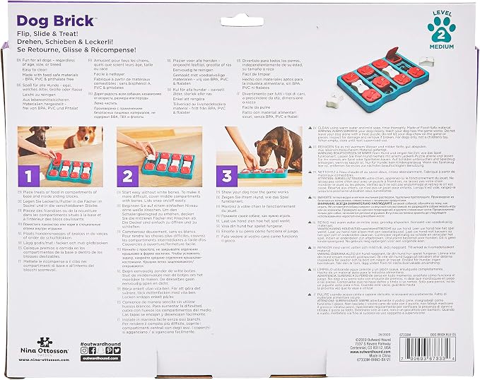 Outward Hound by Nina Ottosson Dog Brick – Interactive Treat Puzzle Enrichment Toy, Level 2 Intermediate (Pack of 12)