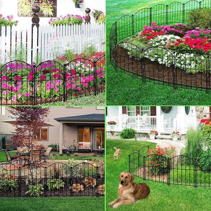 Decorative Garden Fence 17in(H)x13in(W), 26 Pack Rustproof Metal No Dig Fence Animal Barrier for Dog, Arched Flower Bed Edging Ornamental Wire Border Panel Fencing for Yard Patio Outdoor Decor