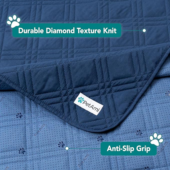 PetAmi Waterproof Couch Cover for Dogs, Reversible Furniture Cover Sofa Protector for Pet Cat Bed, Washable Blanket Dog Cover for Couch Seat, 68x82 Blue