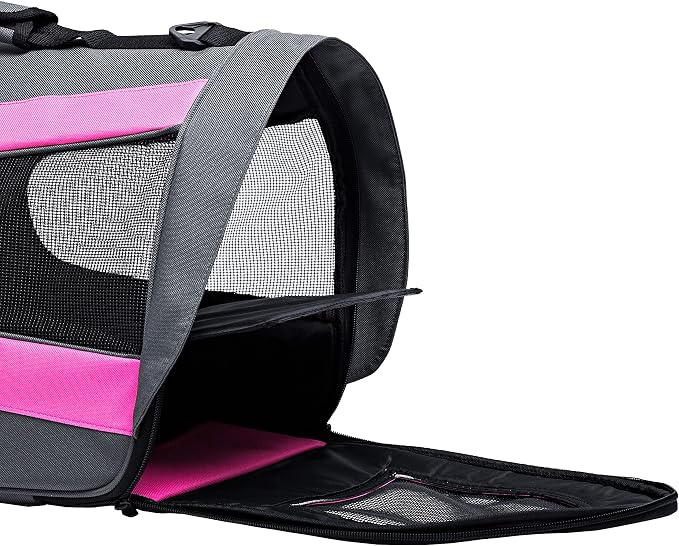 Pawer 18” x 11”x 11” Soft-Sided Foldable Airline Approved Pet Carrier for Cat, Puppy and Small Dog, Washable 600D Oxford Fabric, with Handle and Strap for Carry, Multiple Colors Available
