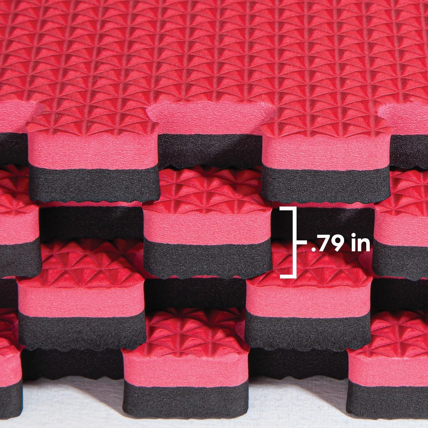 Norsk Reversible Gym Exercise Mats 3/4" Thick EVA Interlocking Foam Tiles, Perfect Home Gym Flooring, 28 Tiles & 56 Trim Pieces, 112 Sq. Ft. Reversible, Red/Black