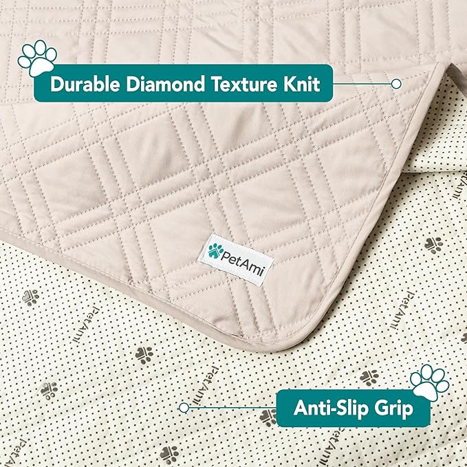 PetAmi Waterproof Couch Cover for Dogs, Reversible Furniture Cover Sofa Protector for Pet Cat Bed, Washable Blanket Dog Cover for Couch Seat, 68x82 Beige