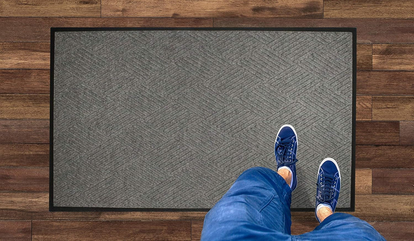 M+A Matting WaterHog Diamond | Commercial-Grade Entrance Mat with Rubber Border – Indoor/Outdoor, Quick Drying, Stain Resistant Door Mat (Charcoal, 4' x 8')
