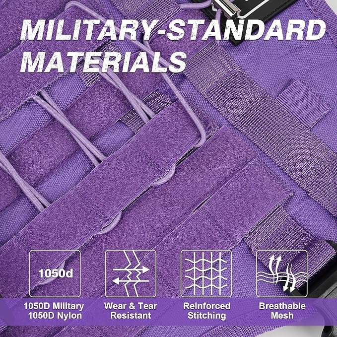 No Pull Tactical Dog Harness Small Sized Dog, Service Dog Vest, S,Purple | Tactical Dog Vest Harness and Leash Set, Adjustable Military Service Dog Harness with Handle for Medium Large Dogs