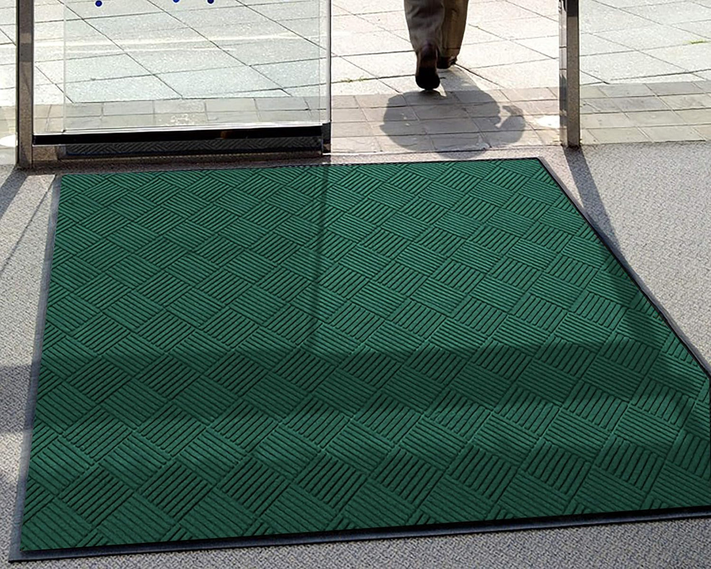 M+A Matting WaterHog Diamond | Commercial-Grade Entrance Mat with Rubber Border – Indoor/Outdoor, Quick Drying, Stain Resistant Door Mat (Evergreen, 3' x 4')