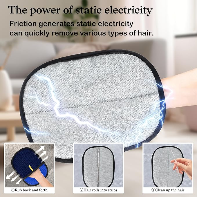 FlowFish 1 Pack Pet Hair Removal Electrostatic Glove for Dogs and Pets, Washable & Reusable Electrostatic Pet Hair Remover Glove, Durable Pet Hair Removal Tool for Multi-Occasions