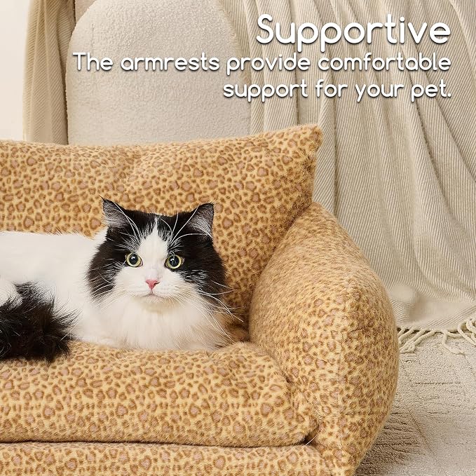 Hollypet Cat Bed Small Dog Orthopedic Couch Beds for Pets up to 20 lbs | Fluffy Multifunctional Double-Layer Warming Kitten Pet Couch Orthopedic Beds with Machine Washable Cover and Non-Slip Bottom