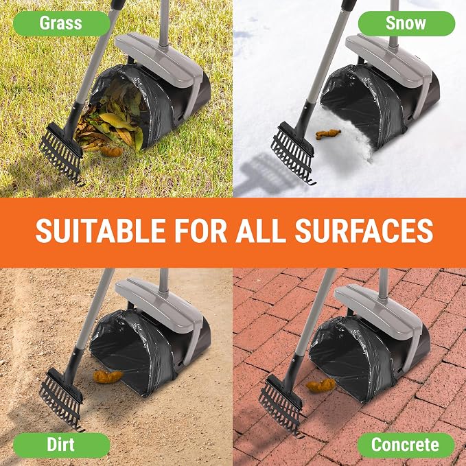 Pupzle Dog Pooper Scooper with Bag Attachment, 40" Long Handle Dog Scooper