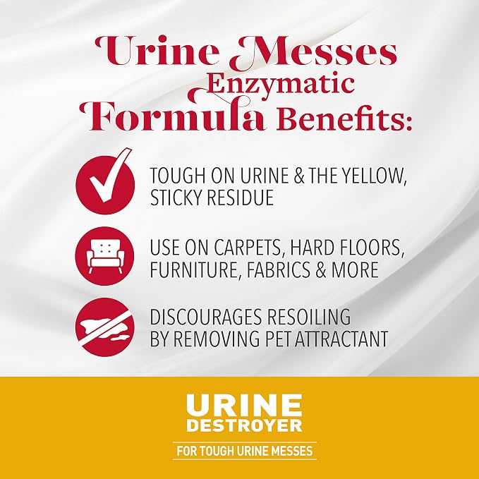 Nature's Miracle Dog Urine Destroyer, Dog Urine Stain Remover and Odor Control, White, 64 fl oz