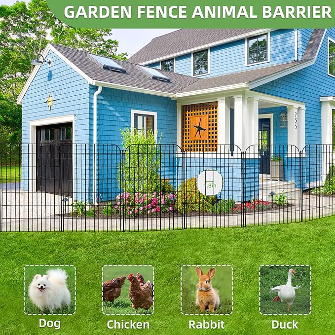 Blingluck Decorative Garden Fence, 10 Panels 40 in(H) X 23.6 ft(L) Rustproof Metal Wire No Dig Dog Fence Outdoor for Yard, Temporary Tall Garden Fence Animal Barrier Decor for Yard & Patio