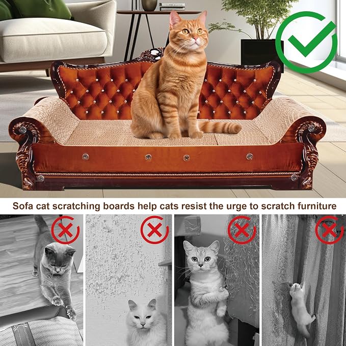 COOZMENT Sofa-Shaped Cat Scratching Couch & Lounge Bed - Thick Cardboard Cat Scratcher Pad (27.6" L x 12.4" W x 11.8" H)