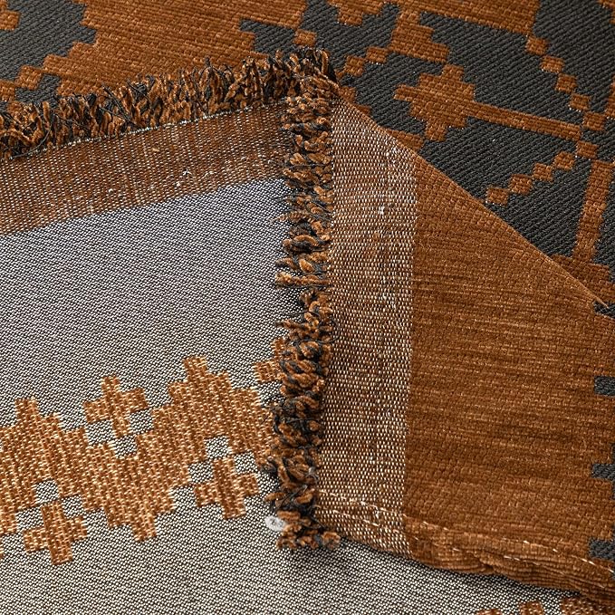 VClife Boho Couch Cover for Christmas 1 Piece Soft Warm Couch Cover for Sectional Sofa, Washable Pumpkin and Black Jacquard Loveseat Sofa Covers for Home Office RV 71"x118"