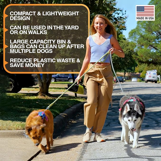 Neater Pet Brands Lift N’ Bag 2.0 Dog Pooper Scooper with Bag Attachment for Small to Large Dogs, New & Improved Design, 60 Refill Bags, Heavy Duty Dog Poop Scooper for Yard & Walks, One-Hand Use