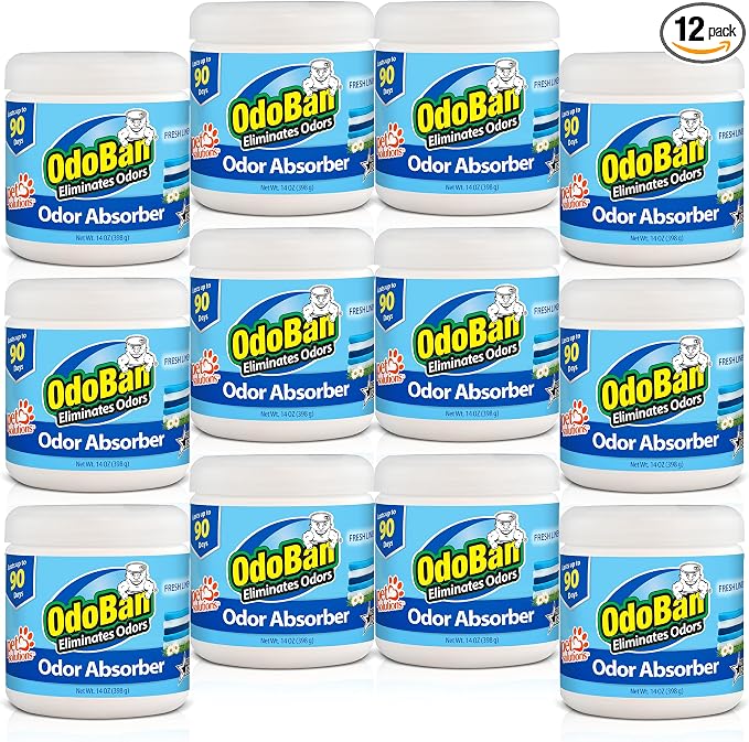 OdoBan Solid Odor Absorber Eliminator for Home and Small Spaces, Fresh Linen Scent, 14 Ounces Each, 12-Pack