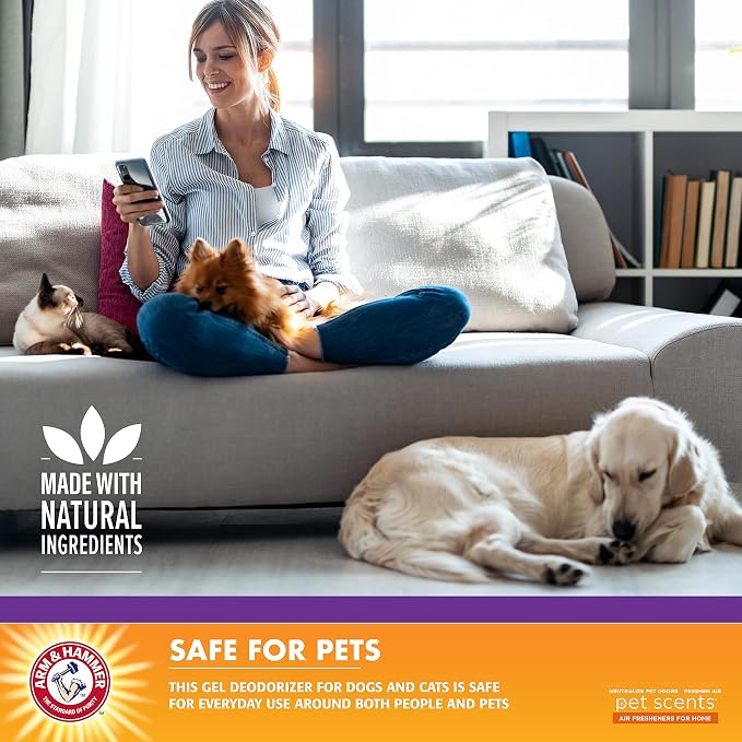 Arm & Hammer for Pets Air Care Pet Scents Deodorizing Gel Beads, Pet Odor Eliminator for Rooms Closets and Small Spaces with Long Lasting Odor Control, Lavender Fields Scent, 12 oz