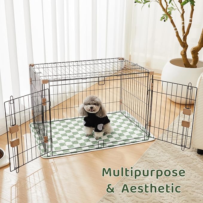 2 Pack Sage Green Checkered Washable Pee Pads for Dogs, Checkered Reusable Dog Pee Pads, for Puppy Playpen, Crate, Whelping Box, Potty Training, Cute Aesthetic Absorbency, Leak-Proof Non-Slip