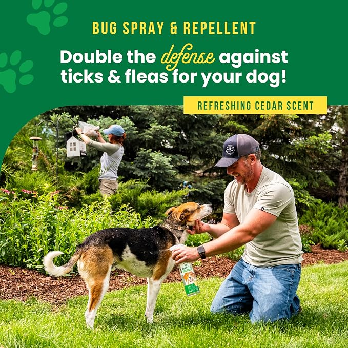 Sunday Pet Protect Flea, Tick, & Mosquito Spray Natural, Effective Bug Spray for Dogs Kills, Controls, Prevents Biting Pests with Cedarwood & Soybean Oil 24 oz