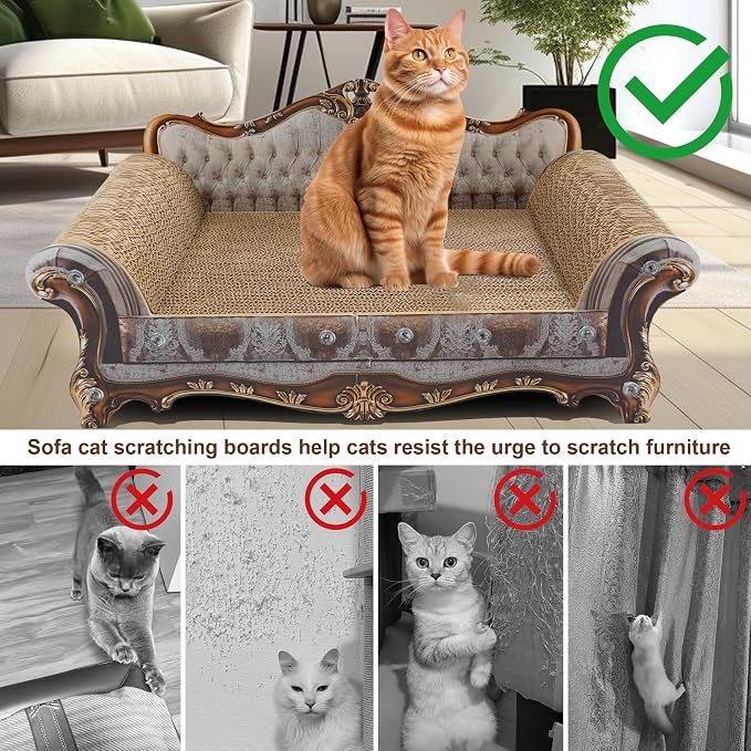 COOZMENT Sofa Shaped Scratching Couch,Thick Scratching Cardboard, Lounge Bed for Indoor Rest&Play, Sofa Scratcher Pad (23 "L X 12.2" W X 10.6 "H)