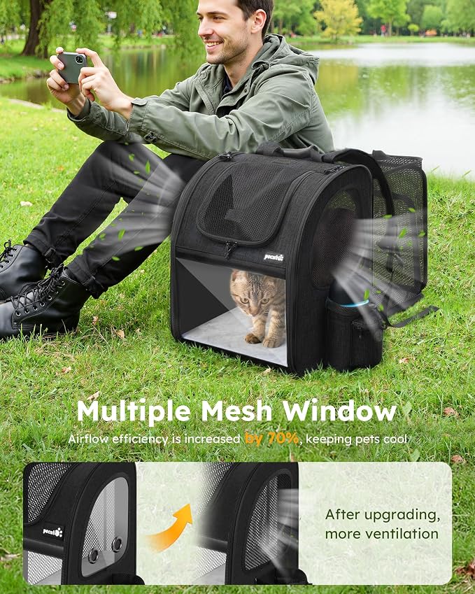 pecute Cat Backpack Expandable, Cat Backpack for Cat with Acrylic Window
