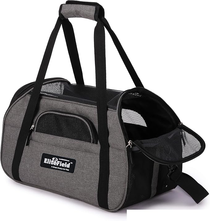 EliteField Soft Sided Pet Carrier (3 Year Warranty, Airline Approved), Multiple Sizes and Colors Available (Large: 19" L x 10" W x 13" H, Charcoal Gray)