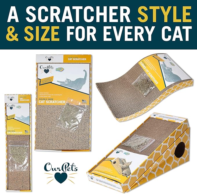 Our Pets OurPets The Wave Curved Catnip Cat Scratcher (Cat Toys for Indoor Cats, Catnip Toys, Cat Gifts & Cat Toys Interactive) [Includes Cosmic Catnip- North-American Grown Catnip]