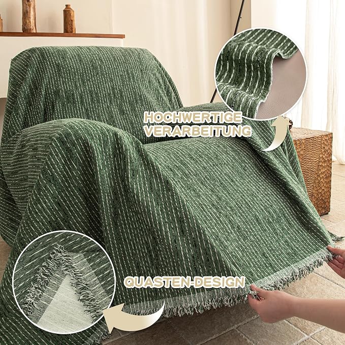 MYSKY HOME Oversized Armchair Couch Cover for 1 Cushion Couch, Washable Sofa Protector, Chair Couch Covers Sofa Covers Sofa Throws Sofa Slipcovers Futon Cover for Pet, Kid, 71"X91", Moss Green