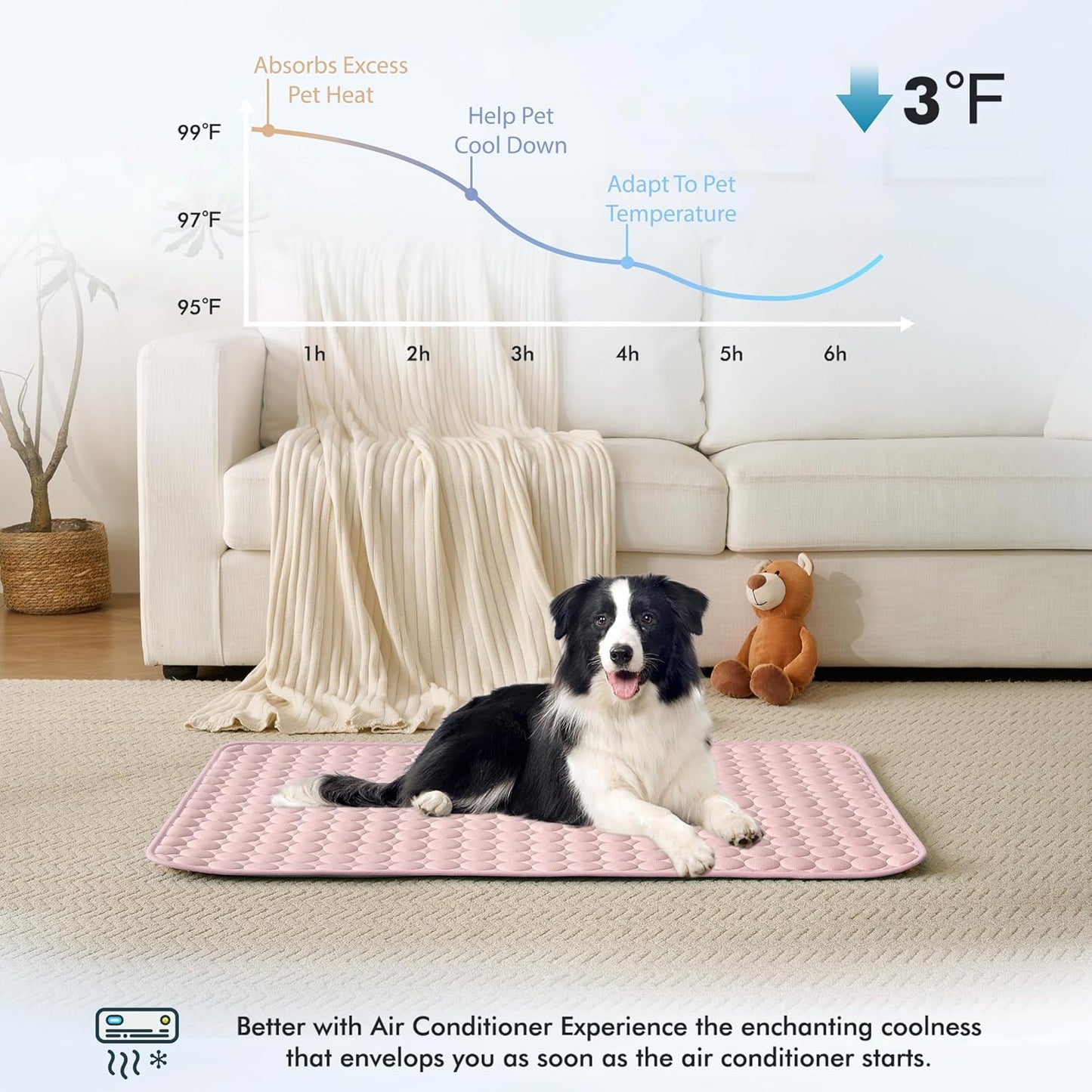 MICROCOSMOS Summer Cooling Mat & Sleeping Pad- Water Absorption Top, Materials Safe, Easy Carry, EZ Clean. Keep Cooling for Pets, Kids and Adults.(Pink, 36" x36")