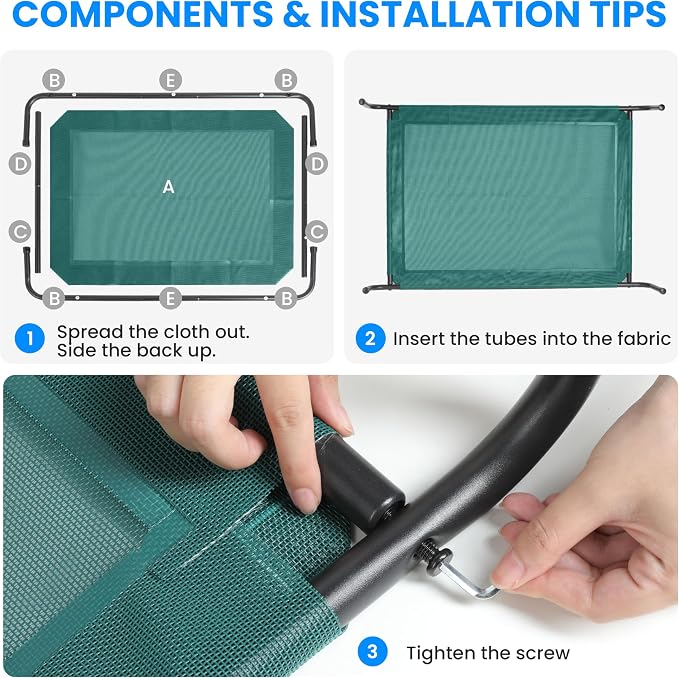 Simple Deluxe Cooling Elevated Dog Bed, Raised Portable Dog Cots Beds No-Slip Feet Durable Portable Indoor & Outdoor Pet Hammock Bed, 42x25.5x8 Inch, Green