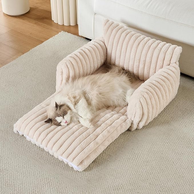 Hollypet Cat Bed Small Dog Orthopedic Couch Beds for Pets up to 20 lbs | Fluffy Multifunctional Double-Layer Warming Kitten Pet Couch Orthopedic Beds with Machine Washable Cover and Non-Slip Bottom