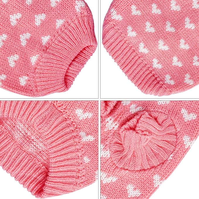 Dxhycc Dog Knitted Sweater Dog Heart Sweater Puppy Sweater Warm Soft Pet Holiday Clothes for Medium Cats and Dogs (Pink, M)