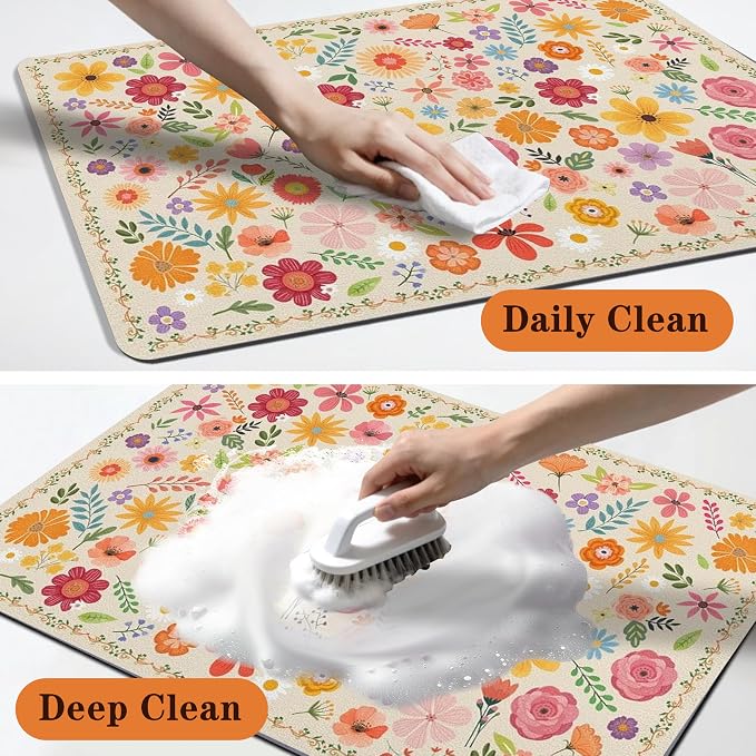 Pet Feeding Mat for Floors Waterproof Dog Mat for Food and Water Absorbent Quick Dry Non Slip mat for Cat Bowls