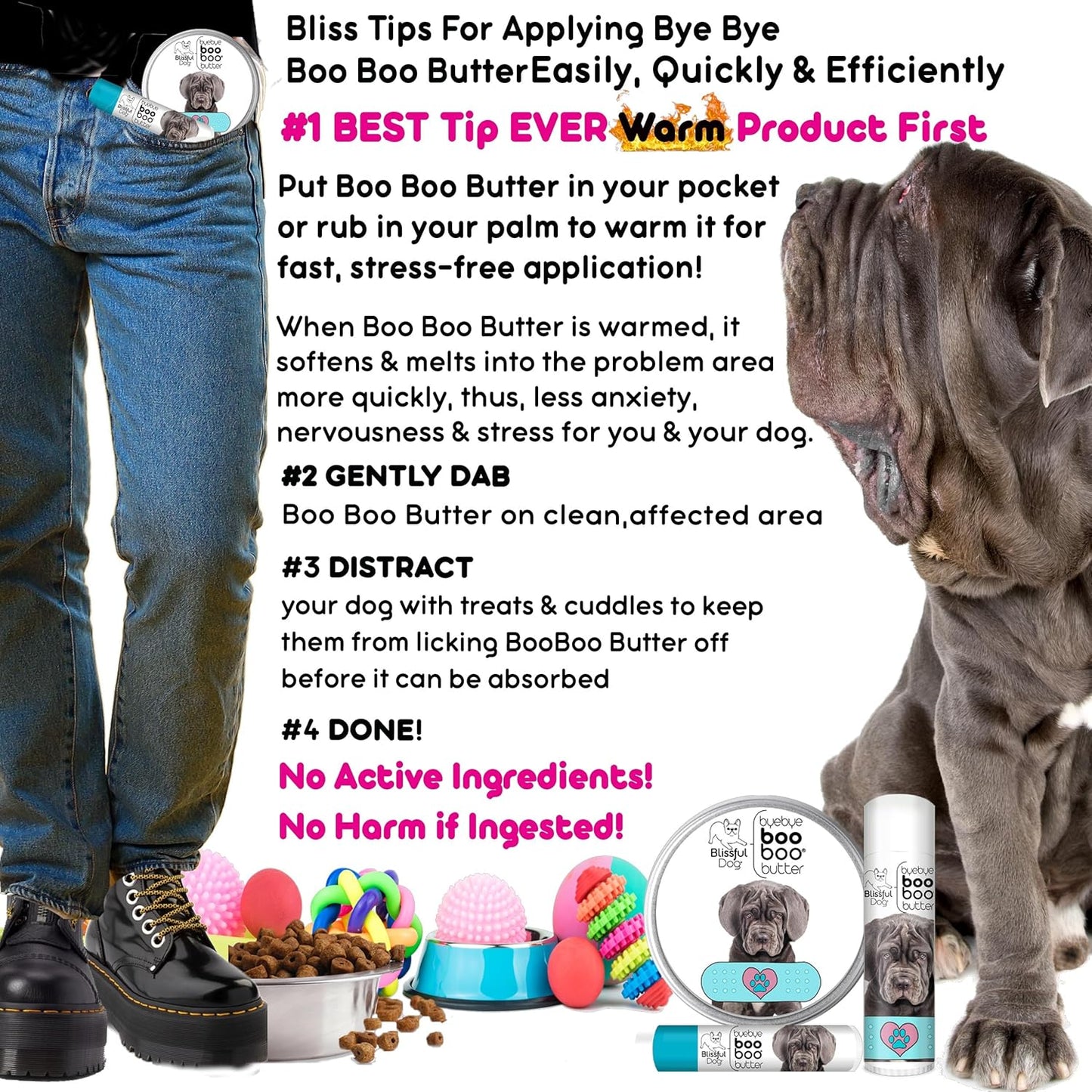 The Blissful Dog .50 oz Tube Neapolitan Mastiff Booboo Butter