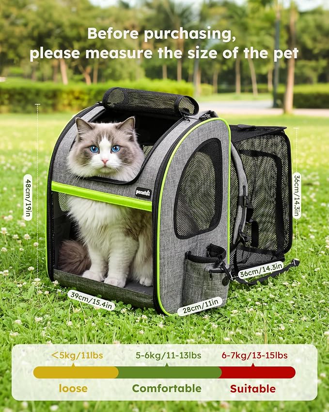 pecute XL Cat Backpack Expandable, Cat Carrier Backpack Acrylic Window