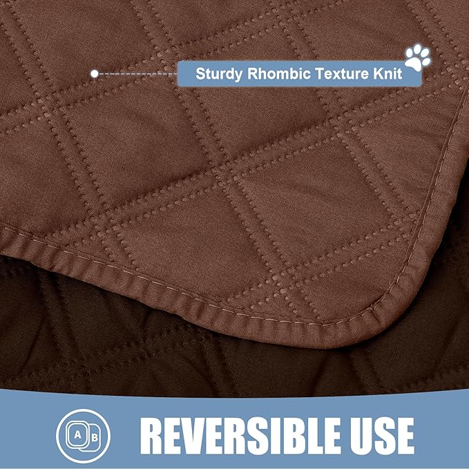 Smiry Waterproof Dog Bed Cover Pet Blanket, Soft Washable Dog Blanket for Furniture Bed Couch Sofa Reversible, Checkered (30"x80", Brown/Chocolate)