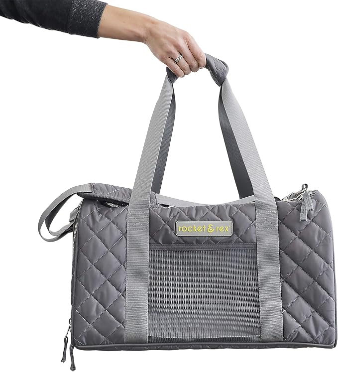 rocket & rex Premium Designer Pet Carrier, Airline Approved (Soft-Sided) | Boutique-quality construction, water-resistant premium materials. Rigid frame, collapsible, TSA/airline approved.