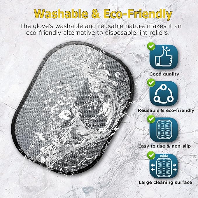 NoWoof 2PCS Pet Hair Removal Glove for Cats & Dogs – Upgraded Reusable Electrostatic Pet Hair Remover Tool for Couch, Clothing, Carpets & Car Seats