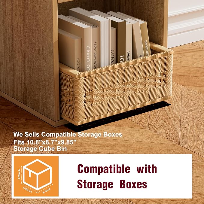 Book Shelf, Wooden Cube Storage Organizer with 11" Open Cubes, Stackable Modular Bookcase for Room Divider Storage, 2 Tier Bookshelf for Living Room, Bedroom, Office (Oak, 2-Cube)