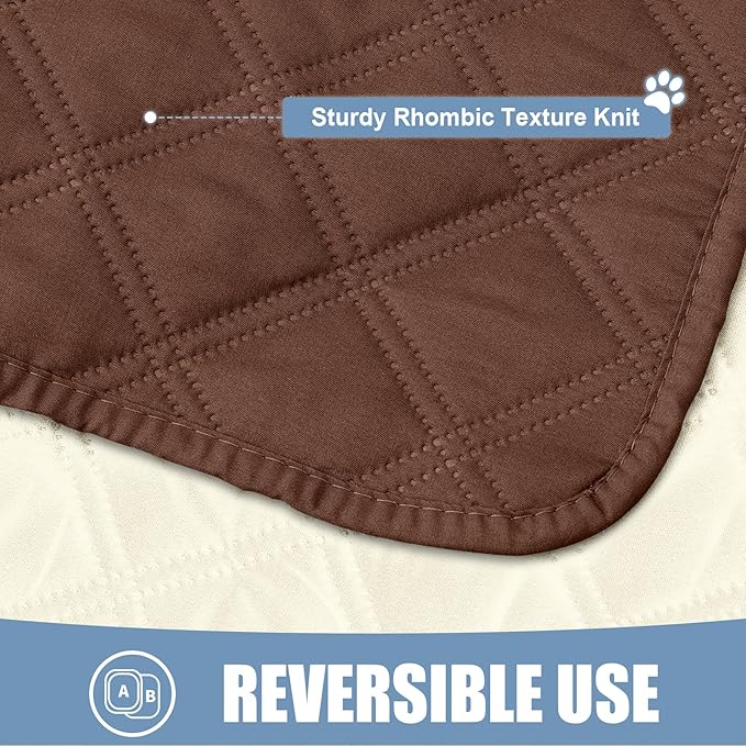 Smiry Waterproof Dog Bed Cover Pet Blanket, Soft Washable Dog Blanket for Furniture Bed Couch Sofa Reversible, Checkered (30"x70", Brown/Beige)