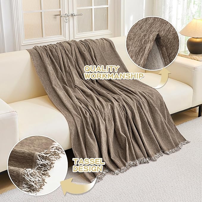 MYSKY HOME Couch Cover for Dogs Washable Couch Covers Couch Covers for Sofa Couch Cover 2 Cushion Sofa Non Slip Dogs Furniture Protector with Tassels Chenille Sofa Covers for Pets, 71"x102", Sand
